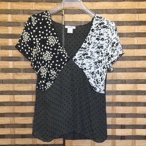 New! TIMID Barneys Florals & Dots V-Neck Silk Tops